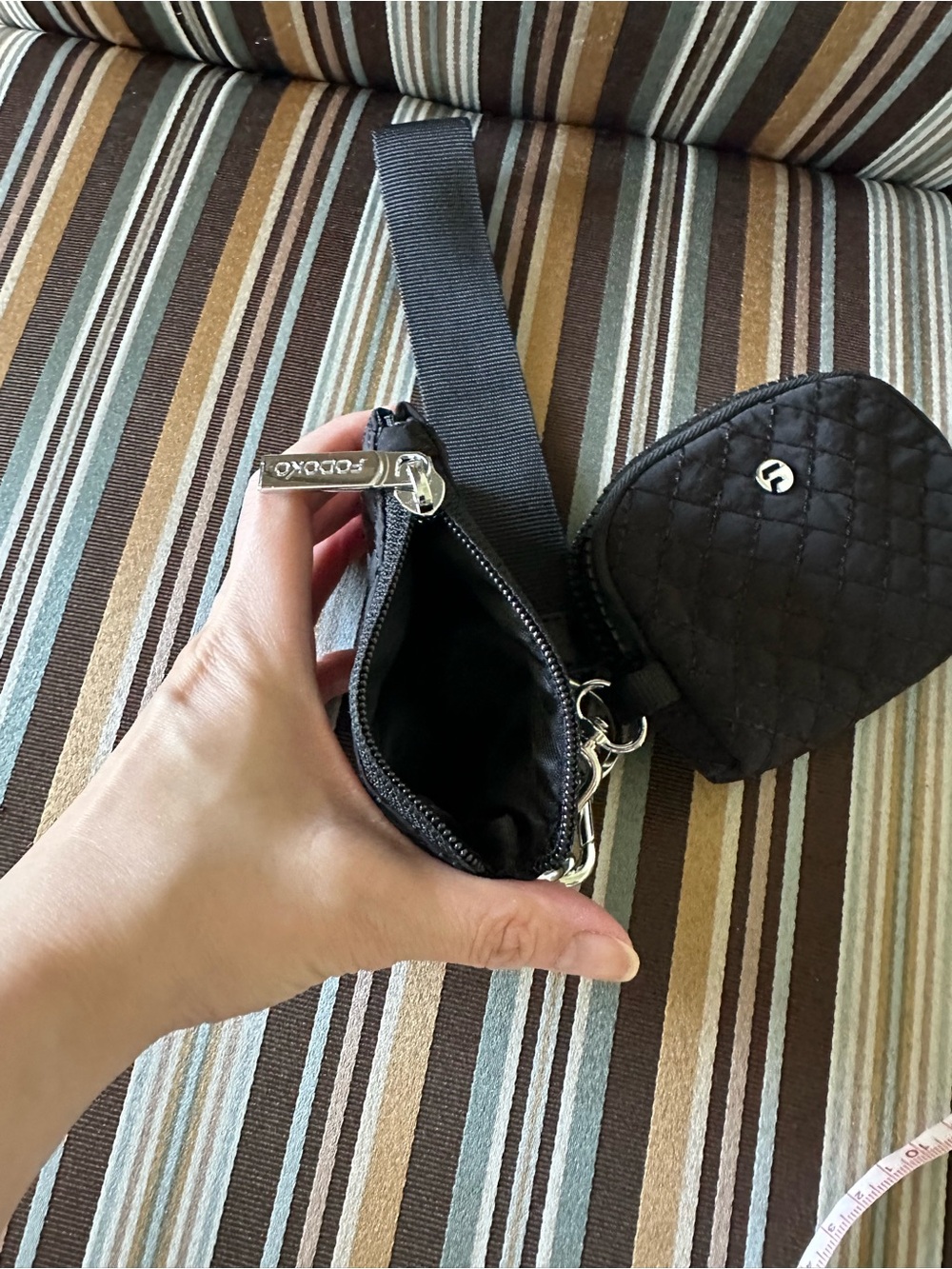 Brand NEW Black Quilted dual pouch wristlet keychain coin purse card wallet - Picture 6 of 13